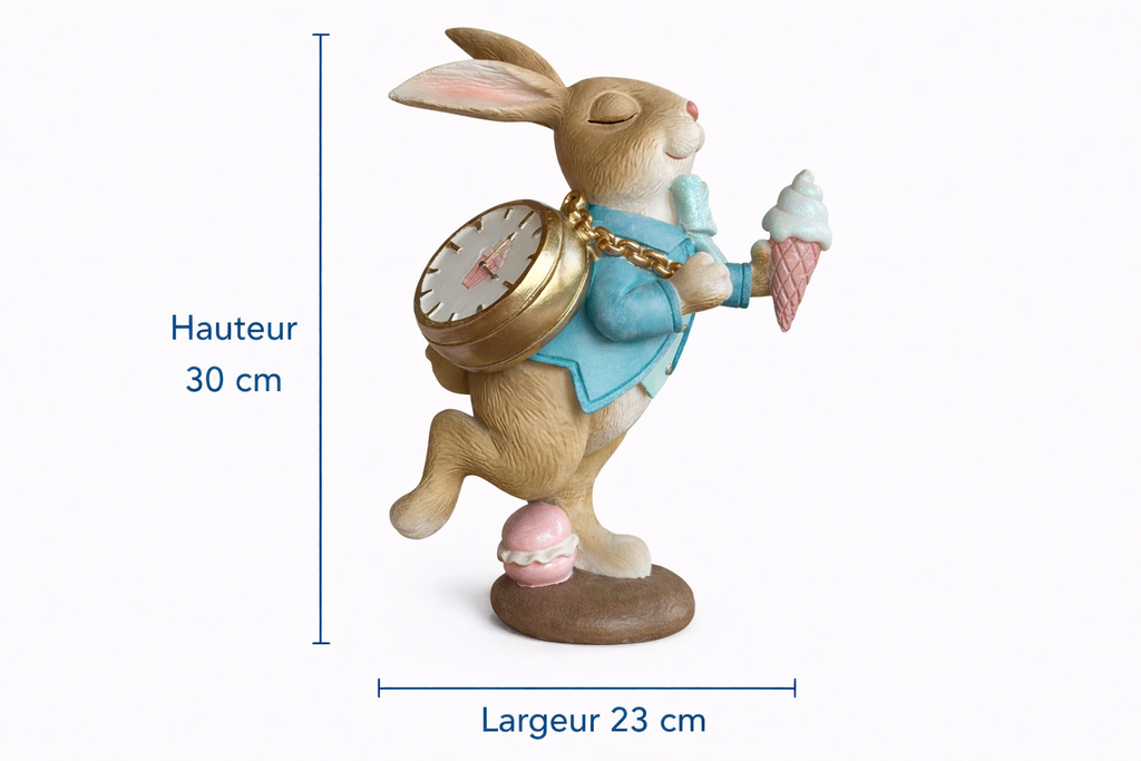 Lapin décoratif avec montre et glace – Esprit féerique