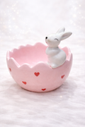 Coupelle décorative œuf rose avec lapin – Douceur printanière