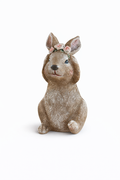 Trio de lapins décoratifs avec couronne de fleurs – Esprit printanier