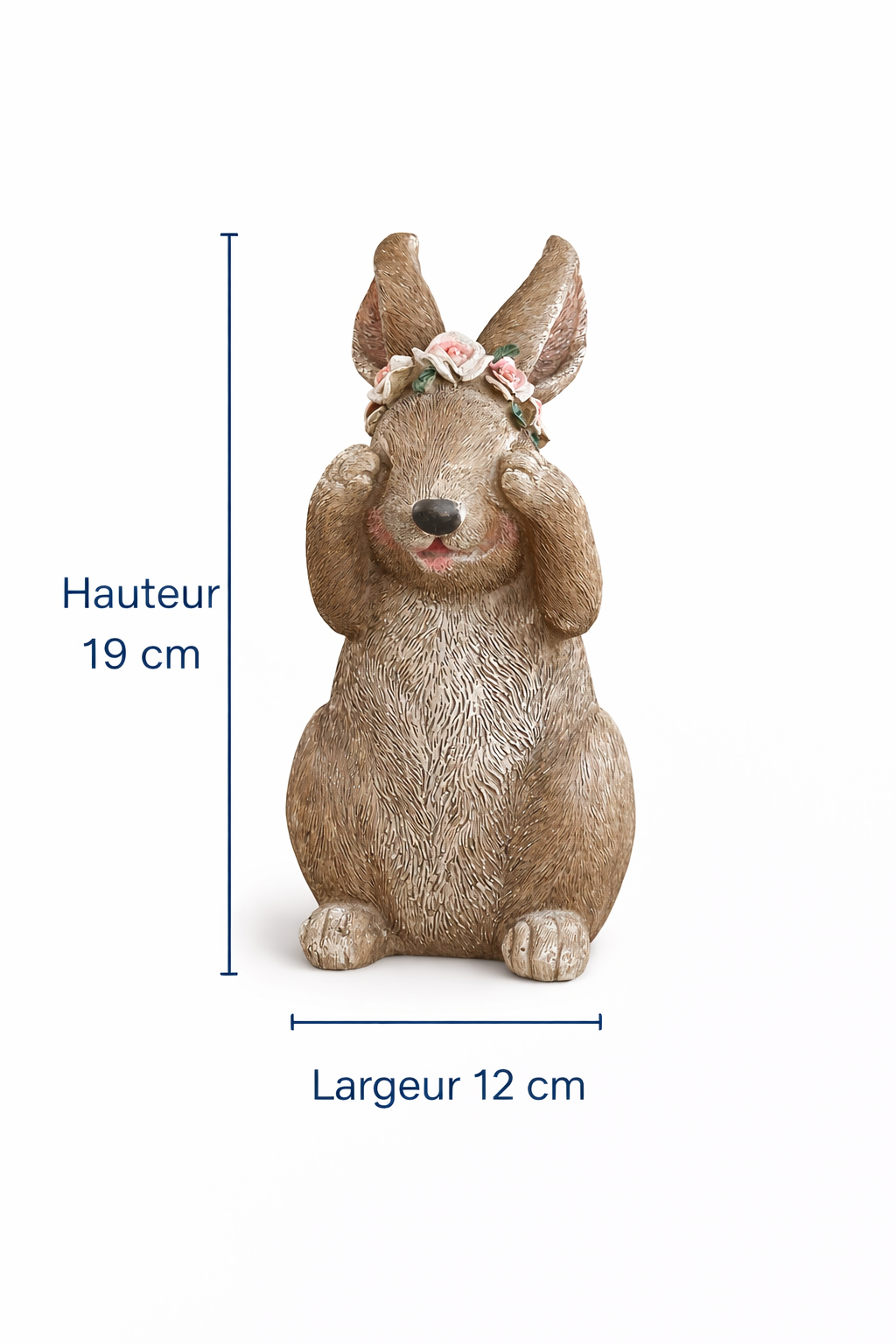 Trio de lapins décoratifs avec couronne de fleurs – Esprit printanier