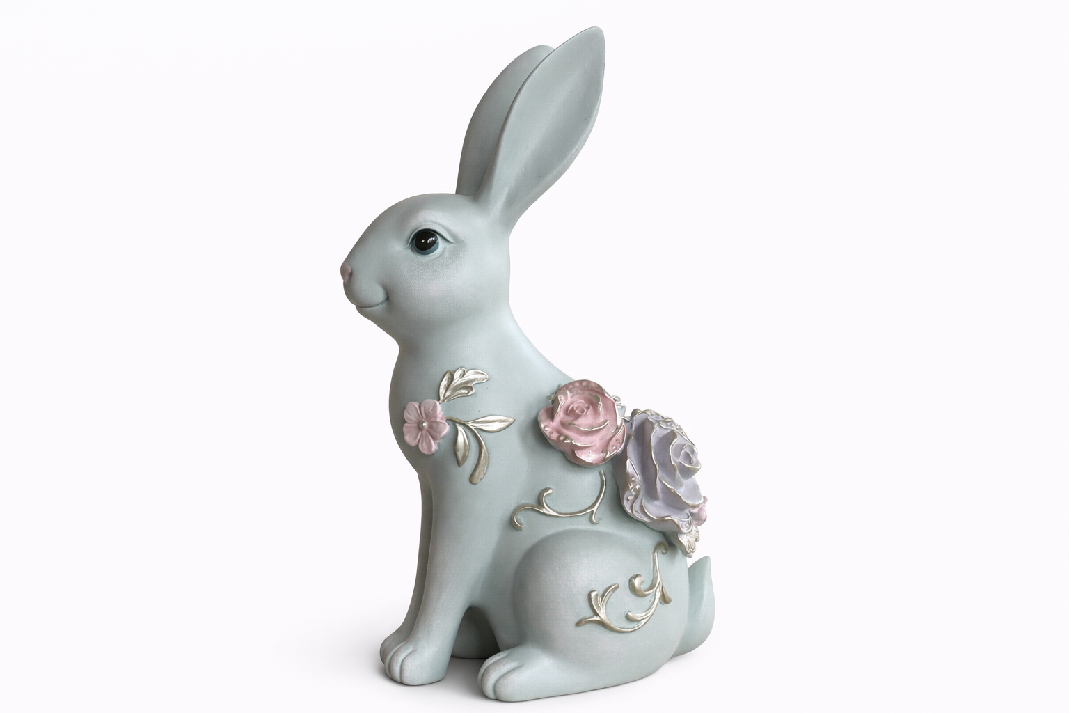 Lapin décoratif fleuri – Élégance printanière