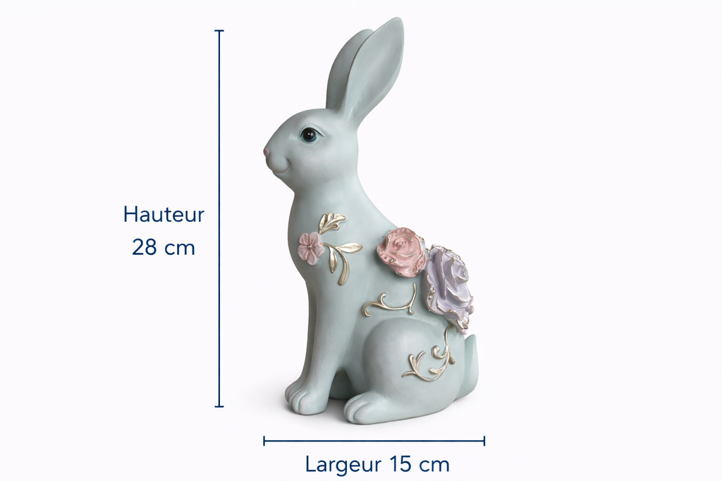 Lapin décoratif fleuri – Élégance printanière