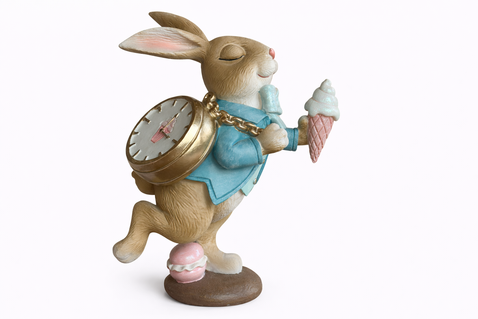 Lapin décoratif avec montre et glace – Esprit féerique